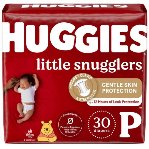 Huggies Little Snugglers Diapers - Preemie - 30ct: Cotton, Umbilical Cord Opening, Wetness Indicator, No Fragrance Added