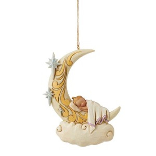 Baby Sleeping on Moon 1st Christmas Ornament