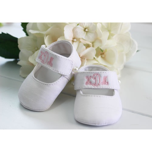 Monogam Baby Girl Shoes, Personalized Soft Sole Shoes Silk, Personalized Baby Shoes, Baby Gift Keepsake, Christening Shoes, Baptism Shoes
