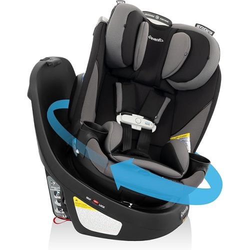 Evenflo Gold Revolve360 Slim 2-in-1 Rotational Car Seat with SensorSafe (Obsidian Black)