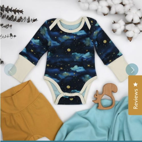 Organic Cotton Long Sleeve Baby Bodysuit, Stellar – Earthy