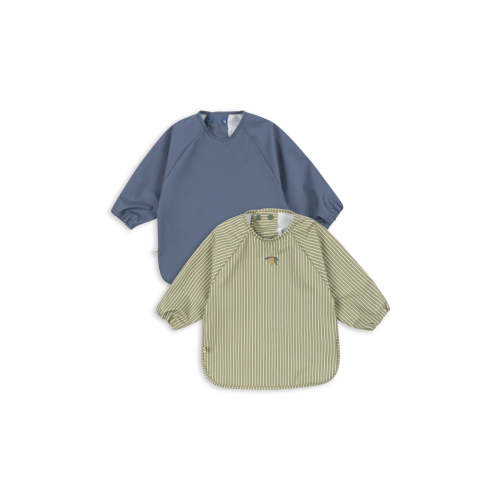 2 Pack Dinner Bib/ Smock- Blue/ Green Stripes