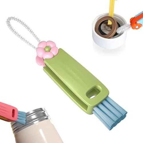 3 in 1 Cup Lid Cleaning Brush Set, Multifunctional Bottle Gap Cleaner, Silicone Cup Lid Gap Cleaning Brush, Portable Crevice Cleaning Tools for Baby Bottles, Coffee Cups, Home Kitchen Use (Green)