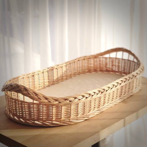 Hand Woven Willow Baby Changing Basket: Natural Diaper Station