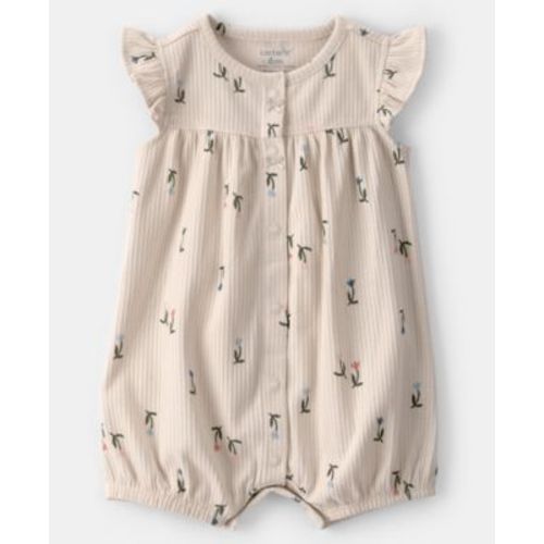 Baby Girls' Floral Print Flutter-Sleeve Romper