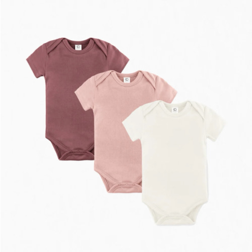 3-Pack Short Sleeve Bodysuit Bundle: Berry + Ballet + Ivory