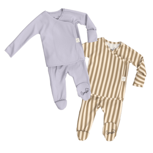 Baby Bundle Footie - Hush Sky + Toffee Twist – Bonsie Skin to Skin Babywear