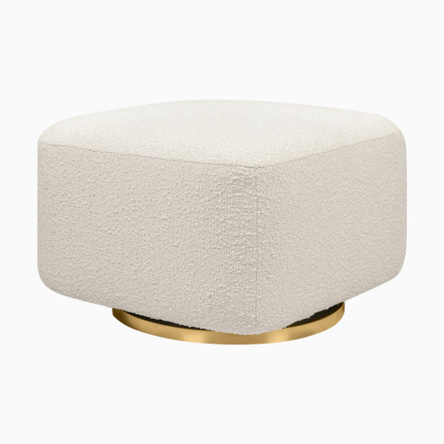 babyletto Kiwi Gliding Ottoman - Ivory Boucle With Gold Base