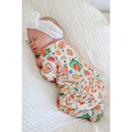 Ruffle Bamboo Zipper Footie in Snack Attack | Caden Lane