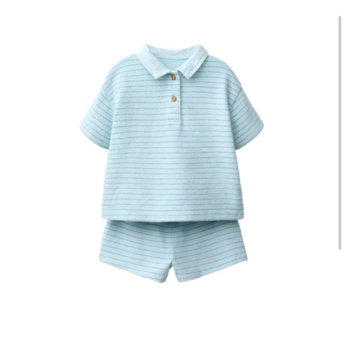 STRIPED POLO SHIRT AND BERMUDA SHORTS SET - Neon blue | ZARA United States