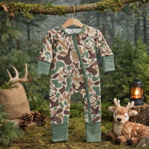 Baby Boy Woodland Deer Camo Sleeper