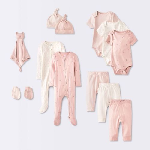 Baby Girls' 13pc Baby Bundle Gift Sets - Cloud Island™ Pink/cream 0-3M