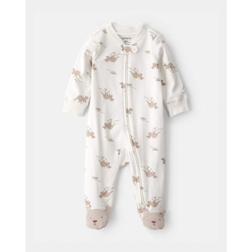 Baby Kangaroo 2-Way Zip 100% Cotton Sleep & Play Pajama - Cream | Carter's