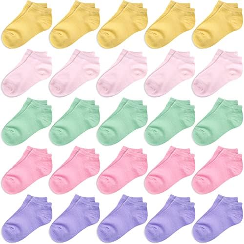 Duufin Toddler Socks, 25 Pairs Kids Baby Low Cut Half Cushion Ankle Socks for Toddler Boys Girls 0-10 Years Old