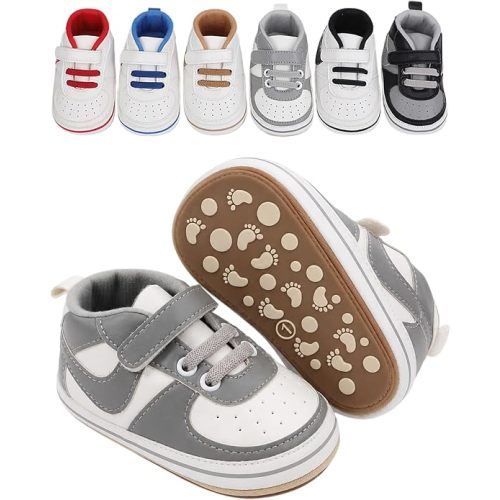 Infant Boy Girl Shoes Non-Slip Baby Walking High Top Basketball Sneakers | Soft flexible sole, lightweight construction, breathable lining and secure hook-and-loop closure for comfortable first steps.