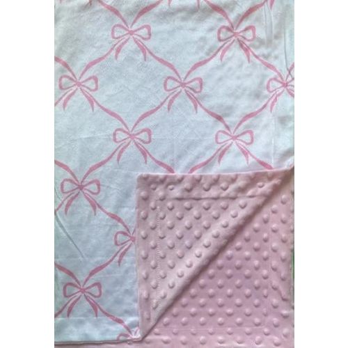 Baby Blanket for Boys Girls Super Soft Double Layer Minky with Dotted Backing Cute Cow Crib Receiving Blanket Bed Throws for Newborns Nursery Stroller Toddler 30 x 40 Inch (Pink Bow)