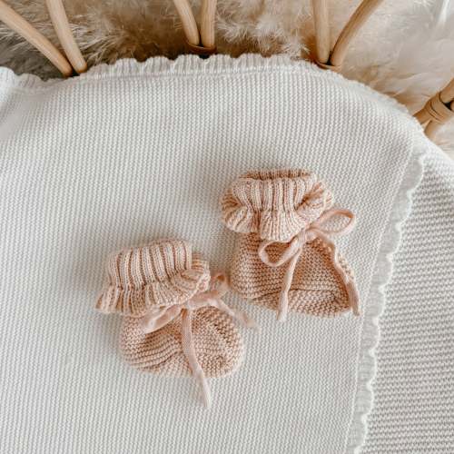 Frill Knit Booties - Pink Lemonade
