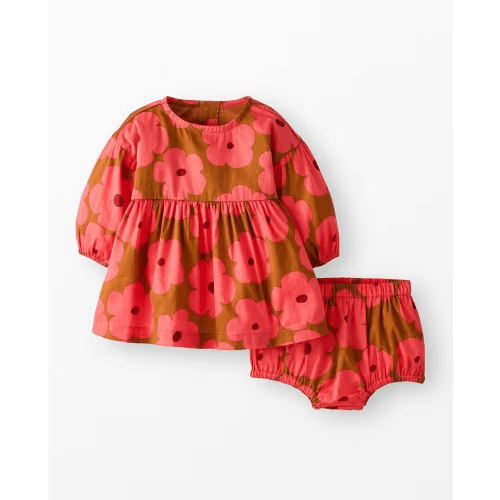 Baby Long Sleeve Twill Dress & Bloomers Set