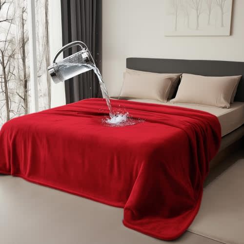 Bedding Aid Waterproof Blanket for Bed - Reversible Splash Blanket, Water Proof, Spill-Proof, Leakproof & Water Resistant, Double-Sided Flannel (Passion Red & Midnight Black, 60x80)