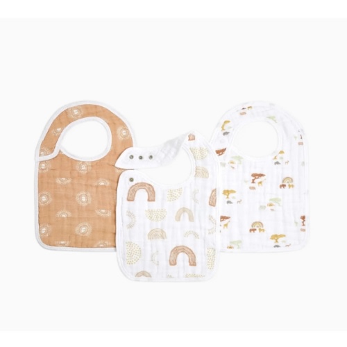 Keep Rising Cotton Muslin Snap Bibs 3pk | aden + anais