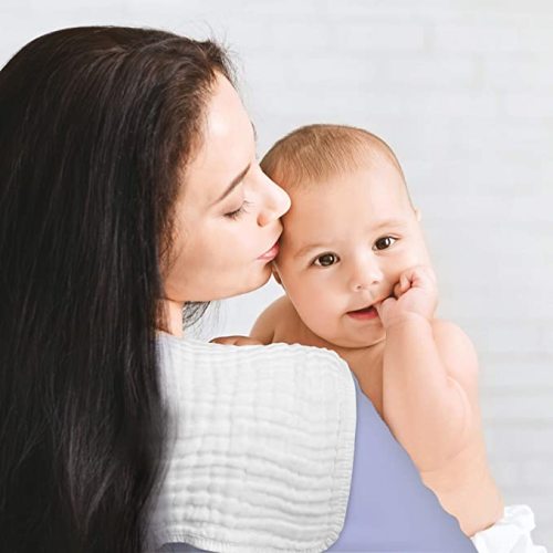AllSett Baby 8 Pack Muslin Burp Cloths Large 20" by 10" 100% Cotton, Hand Wash Cloth 6 Layers Extra Absorbent and Soft