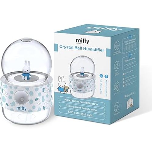 Humidificador de niebla de bola de cristal Miffy, opción de regalo romántica (blanco azul)