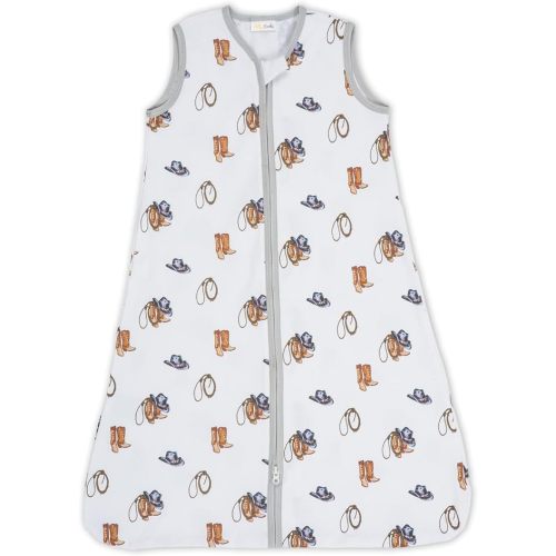 LollyBanks Organic Cotton Baby Sleep Sack, 0.5 TOG, 2-Way Zipper, Newborn to 6 Months, Cowboy Outfit