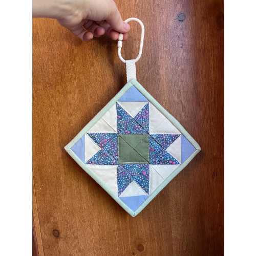 Quilted Cotton Baby Crinkle Toy with Pacifier Clip, Sensory Diaper Bag Toy