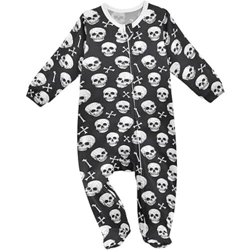 Baby One-Piece Footies Watercolor Black Bulldog Dog Sleeper Pjs Footed Bodysuit Rompers Zipper for Boys Girls 3M