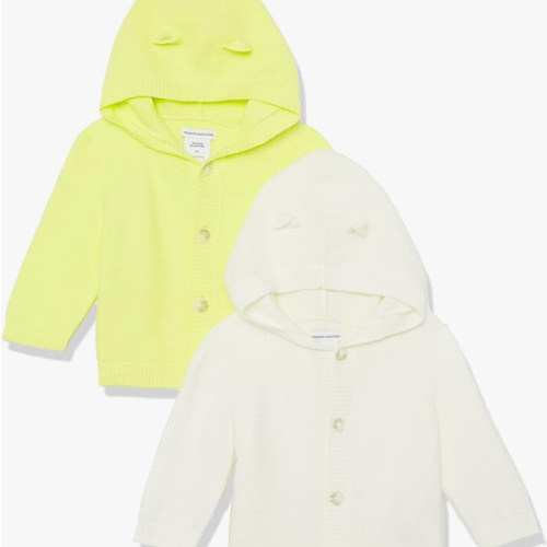 3-6m Amazon Essentials Unisex Babies' Long Sleeve Hooded Sweater, Pack of 2
