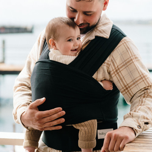 BabyDink T-Shirt Newborn Wrap Carrier - Black, Small