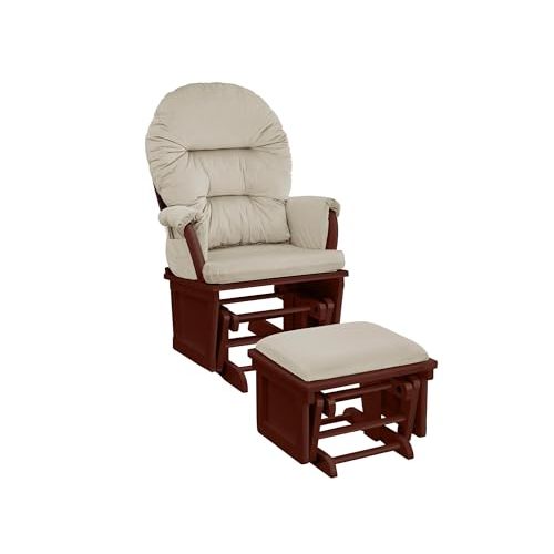Suite Bebe Madison Nursery Rocking Chair with Ottoman, Wooden Glider for Baby Nursing, Smooth Gliding Rocker, Espresso and Beige