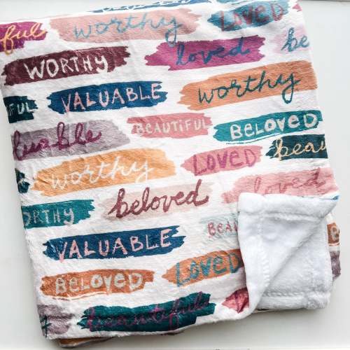 Words of Affirmation Minky Blanket
