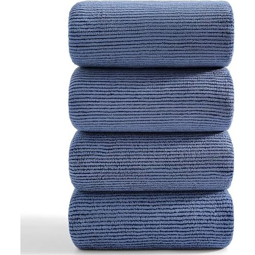 4 Piece Bath Towel Set 35"x70"Oversized Bath Towel for Bathroom Ultra Soft Fluffy Extra Large Bath Sheet Luxury Premium Bathroom Towel Highly Absorbent Quick Dry Shower Towel for Hotel Spa,Navy Blue