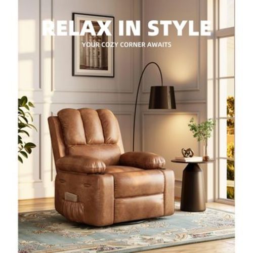 Rocking Massage Chair, 360° Swivel Recliner Chairs for Adults, Single Sofa Chair with Vibration Massage & Heating for Small Spaces, Bedroom, Nursery
