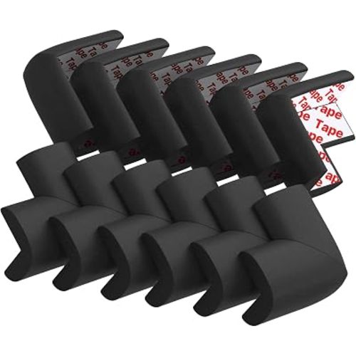 12 Pack Soft Corner Protector Baby Proofing Edge and Corner Guards (Black)