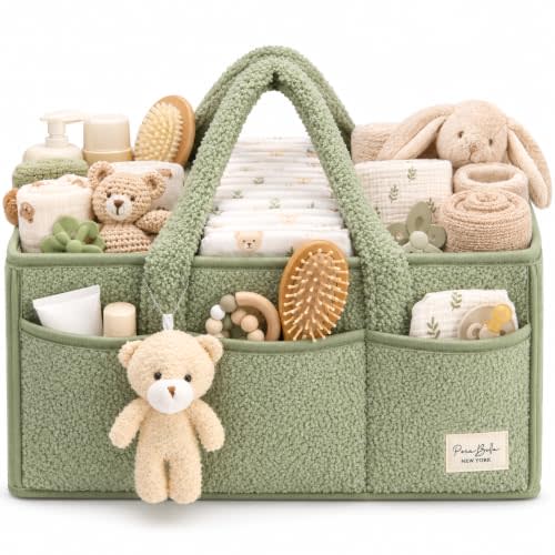 PeraBella Diaper Caddy Organizer for Changing Table, Storage Basket for Wipes, Gift for Baby Shower, Car Organizer, Nursery Organizer, Portable Storage