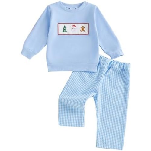 Adobabirl Baby Boy Thanksgiving Outfit Turkey Football Sweatshirt Plaid Pants Set Infant Toddler Thanksgiving Fall Clothes