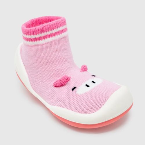 Komuello Baby Girl First Walk Sock Shoes Piglet Pink