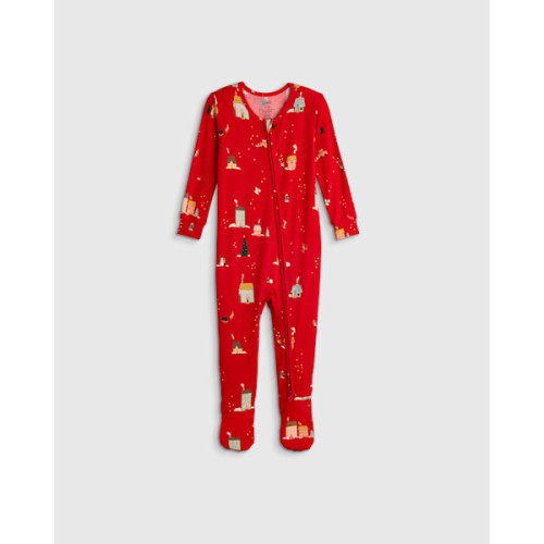 Bamboo Footie Pajama - Baby in Red Candy Stripe