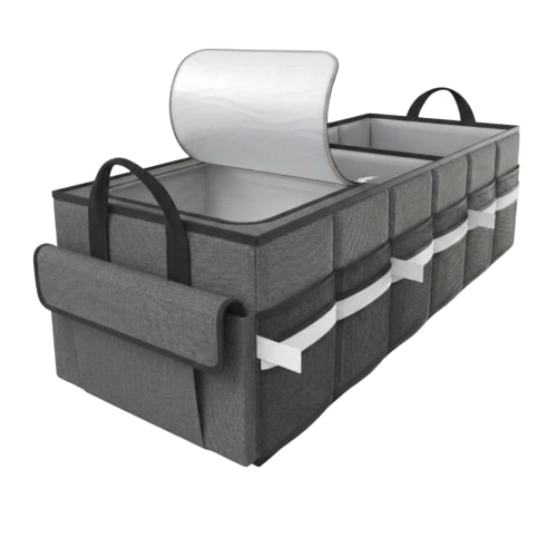 Collapsible Car Trunk Organizer with Leak-Resistant Cooler Compartment