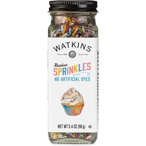 Watkins Rainbow Decorating Sprinkles, No Artificial Dyes, Kosher, 3.4 Ounce Jar, 1-Pack