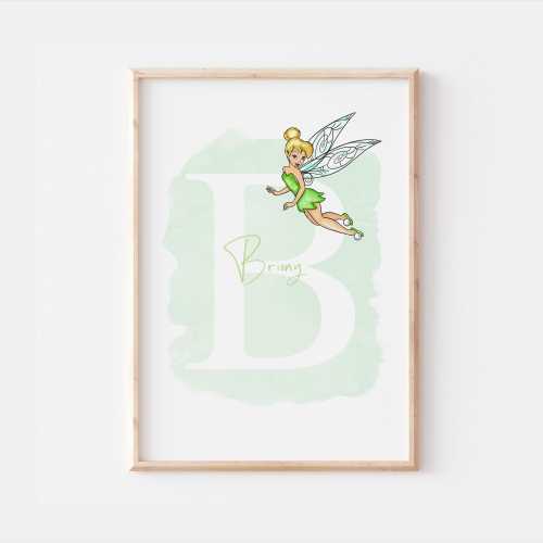 Personalised Tinkerbell Letter Name Print, Disney Bedroom Decor, Tinker-bell Nursery Name Print Art, Tinkerbell Poster Keep Sake