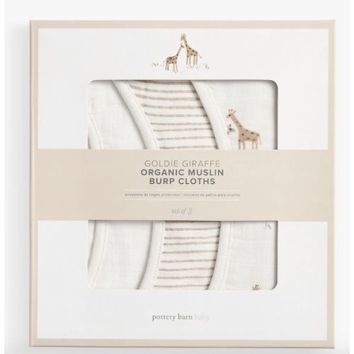 Goldie Giraffe Organic Muslin Burp Cloth, Set of 3
