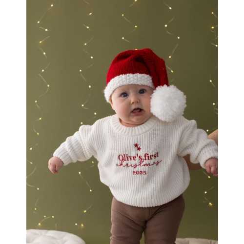 Personalized My First Christmas Knitted Baby Jumper: Embroidered Keepsake - Etsy