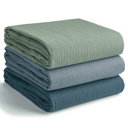 Comfy Cubs Muslin Swaddle Blankets Pack of 3 - 42 x 42 Inch Large Wraps for Newborns - Boy Set 2