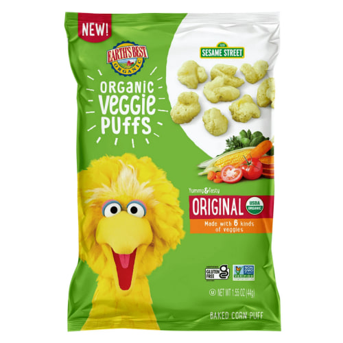 Earth's Best Organic Baby Toddler Snack Original Veggie Puffs, 1.55 oz Bag