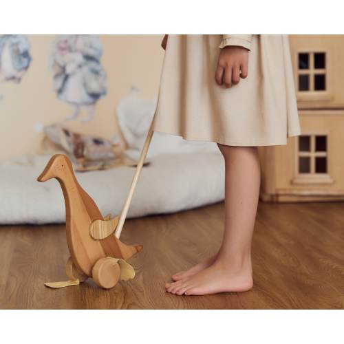 Montessori Wooden Duck Push Toy – Toddler Walking Pull Toy, First Steps Gift