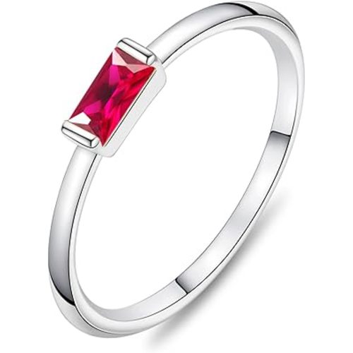 KOHOTA Silver Birthstone Rings for Women Dainty Stackable Engagement Wedding Promise Rings Non Tarnish CZ Emerald Green Gemstone Ring Mothers Birthday Gift Size 6-10