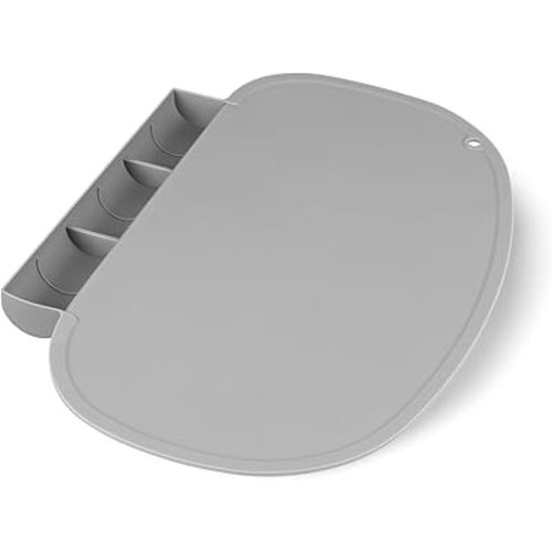 Silicone Placemat for Baby, Silicone Tablemats with Food Catching Pocket, Non-Slip Silicone Placemat for Restaurants Home Travel (Gray)